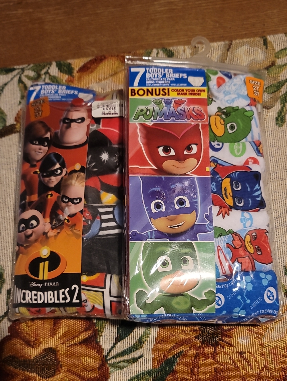 New Incredibles 2 & PJ Masks Toddler Briefs - Each are a 7 Pack~ size 2T/3T